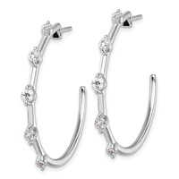 14K White Gold 0.75 Carat Lab Grown Diamond VS SI+ G+ Complete C-Hoop Post Earrings view 2