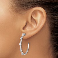 14K White Gold 0.75 Carat Lab Grown Diamond VS SI+ G+ Complete C-Hoop Post Earrings view 3