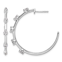 14K White Gold 0.75 Carat Lab Grown Diamond VS SI+ G+ Complete C-Hoop Post Earrings view 1