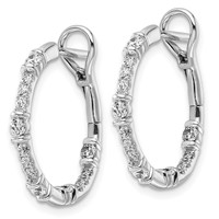 14K White Gold 0.75 Carat Lab Grown Diamond VS SI+ G+ Complete in and Out Hoop Earrings view 2