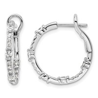 14K White Gold 0.75 Carat Lab Grown Diamond VS SI+ G+ Complete in and Out Hoop Earrings view 1