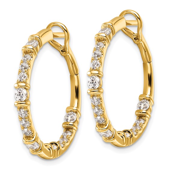 Gold Diamond In/Out Hoop Earrings