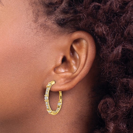 Gold Diamond In/Out Hoop Earrings