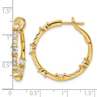 14K Yellow Gold 1.50 Carat Lab Grown Diamond VS SI+ G+ Complete in and Out Hoop Earrings view 4