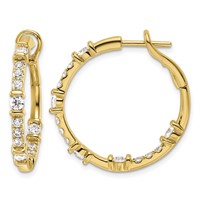 14K Yellow Gold 1.50 Carat Lab Grown Diamond VS SI+ G+ Complete in and Out Hoop Earrings view 1