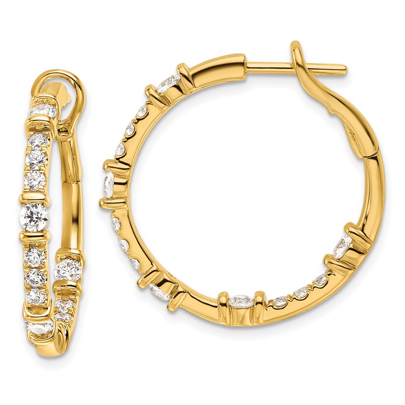 14k 1 1/2 carat Lab Grown Diamond VS/SI+ G+ Complete In and Out Hoop Earrings