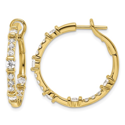 14K Yellow Gold 1.50 Carat Lab Grown Diamond VS SI+ G+ Complete in and Out Hoop Earrings