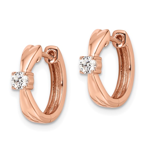 14k Rose Gold 1/5 carat Lab Grown Diamond VS/SI+ G+ Complete Fashion Hinged Hoop Earrings