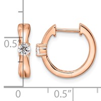 14K Rose Gold 0.20 Carat Lab Grown Diamond VS SI+ G+ Complete Fashion Hinged Hoop Earrings view 4