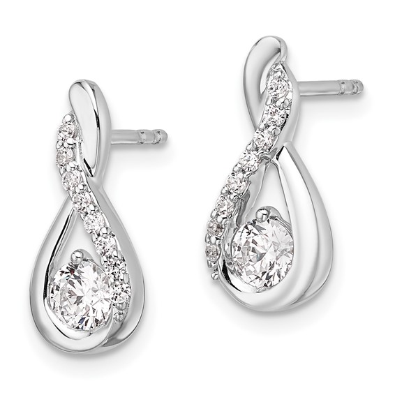 14K White Gold Polished 5/8 carat Diamond Teardrop Post Earrings