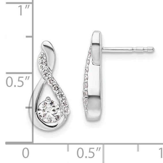 14K White Gold Polished 5/8 carat Diamond Teardrop Post Earrings