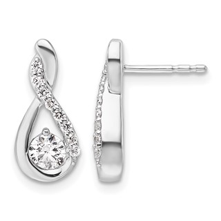 14K White Gold Polished 5/8 carat Diamond Teardrop Post Earrings