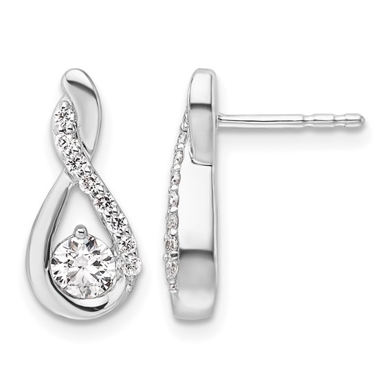 14K White Gold Polished 5/8 carat Diamond Teardrop Post Earrings