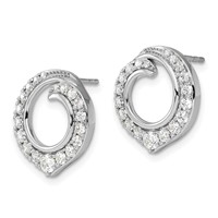 14K White Gold 1 Carat Lab Grown Diamond VS SI+ G+ Circle Post Earrings view 2