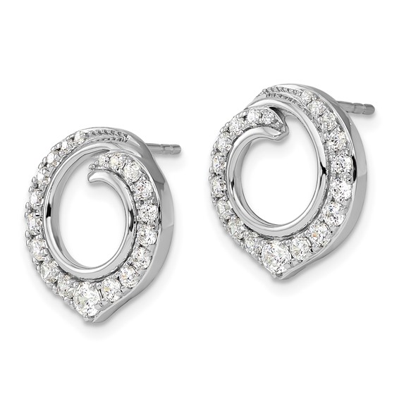 14k White Gold 1 carat Lab Grown Diamond VS/SI+ G+ Circle Post Earrings