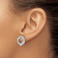 14K White Gold 1 Carat Lab Grown Diamond VS SI+ G+ Circle Post Earrings view 3