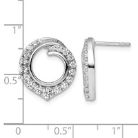 14K White Gold 1 Carat Lab Grown Diamond VS SI+ G+ Circle Post Earrings view 4