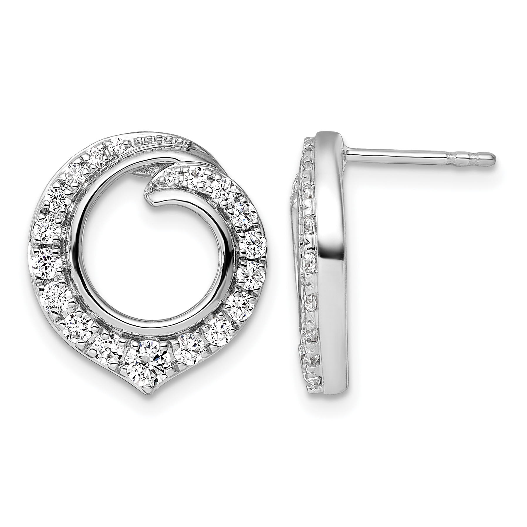 14k White Gold 1 carat Lab Grown Diamond VS/SI+ G+ Circle Post Earrings (EM10229-100-WLG)