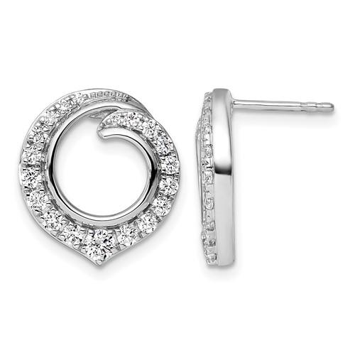 14K White Gold 1 Carat Lab Grown Diamond VS SI+ G+ Circle Post Earrings