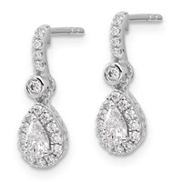 14K White Gold 0.62 Carat Lab Grown Diamond VS+ F+ Complete Pear Dangle Post Earrings view 2
