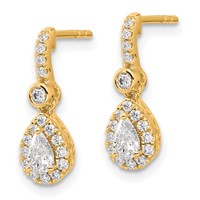 14K Yellow Gold 0.62 Carat Lab Grown Diamond VS+ F+ Complete Pear Dangle Post Earrings view 2