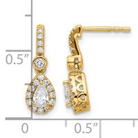 14K Yellow Gold 0.62 Carat Lab Grown Diamond VS+ F+ Complete Pear Dangle Post Earrings view 3