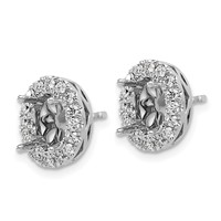 14K White Gold 0.50 Carat Lab Grown Diamond VS SI+ G+ Oval Semi Mount Halo Post Earrings view 2