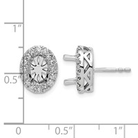 14K White Gold 0.50 Carat Lab Grown Diamond VS SI+ G+ Oval Semi Mount Halo Post Earrings view 3
