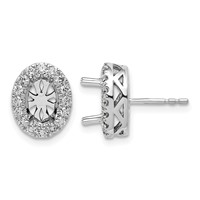 14K White Gold 0.50 Carat Lab Grown Diamond VS SI+ G+ Oval Semi Mount Halo Post Earrings view 1