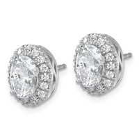 14K White Gold 2.50 Carat Lab Grown Diamond VS+ F+ Oval Complete Halo Post Earrings view 2