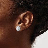 14K White Gold 2.50 Carat Lab Grown Diamond VS+ F+ Oval Complete Halo Post Earrings view 3
