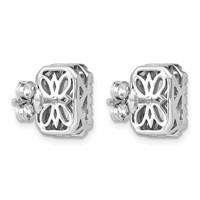 14K White Gold 0.50ct Radiant Lab Grown VS SI+ G+ Dia Halo Semi-mount Earrings view 3