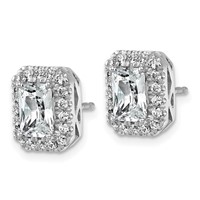 14K White Gold 0.50ct Radiant Lab Grown VS SI+ G+ Dia Halo Semi-mount Earrings view 2