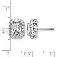14K White Gold 0.50ct Radiant Lab Grown VS SI+ G+ Dia Halo Semi-mount Earrings view 4