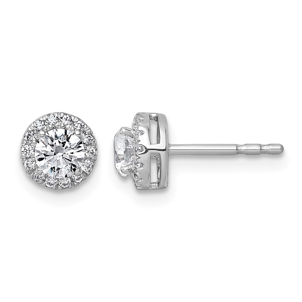 14K White Gold 0.62 Carat Lab Grown Diamond VS+ F+ Round Complete Halo Post Earrings