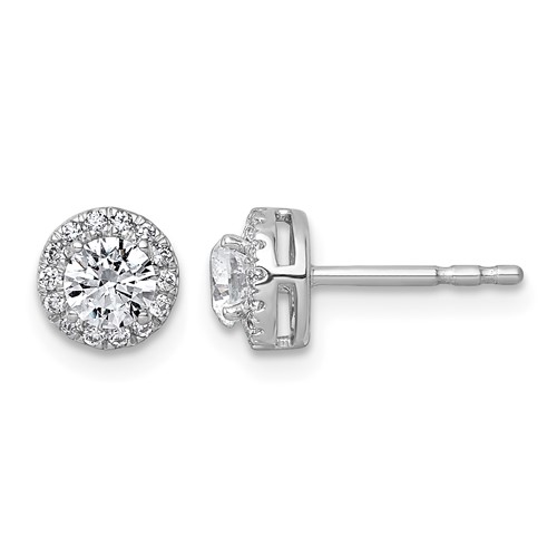 14K White Gold 0.62 Carat Lab Grown Diamond VS+ F+ Round Complete Halo Post Earrings