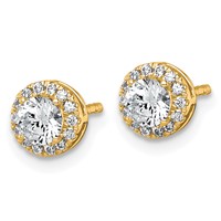 14K Yellow Gold 0.62 Carat Lab Grown Diamond VS+ F+ Round Complete Halo Post Earrings view 2