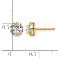 14K Yellow Gold 0.62 Carat Lab Grown Diamond VS+ F+ Round Complete Halo Post Earrings view 3
