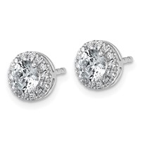 14K White Gold 1.20 Carat Lab Grown Diamond VS+ F+ Round Complete Halo Post Earrings view 2