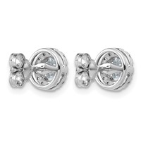 14K White Gold 1.20 Carat Lab Grown Diamond VS+ F+ Round Complete Halo Post Earrings view 3