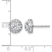14K White Gold 1.20 Carat Lab Grown Diamond VS+ F+ Round Complete Halo Post Earrings view 5