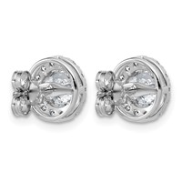14K White Gold 1.88 Carat Lab Grown Diamond VS+ F+ Round Complete Halo Post Earrings view 3