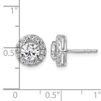 14K White Gold 1.88 Carat Lab Grown Diamond VS+ F+ Round Complete Halo Post Earrings view 5