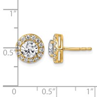 14K Yellow Gold 1.88 Carat Lab Grown Diamond VS+ F+ Round Complete Halo Post Earrings view 3