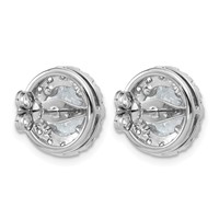 14K White Gold 5 Carat Lab Grown Diamond VS+ F+ Round Complete Halo Post Earrings view 3