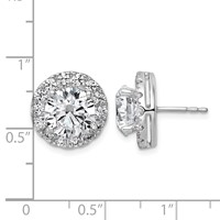14K White Gold 6.25 Carat Lab Grown Diamond VS+ F+ Round Complete Halo Post Earrings view 4