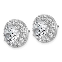 14K White Gold 7.62 Carat Lab Grown Diamond VS+ F+ Round Complete Halo Post Earrings view 2