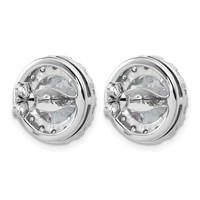14K White Gold 7.62 Carat Lab Grown Diamond VS+ F+ Round Complete Halo Post Earrings view 3