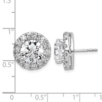 14K White Gold 7.62 Carat Lab Grown Diamond VS+ F+ Round Complete Halo Post Earrings view 5