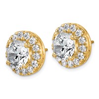 14K Yellow Gold 7.62 Carat Lab Grown Diamond VS+ F+ Round Complete Halo Post Earrings view 2